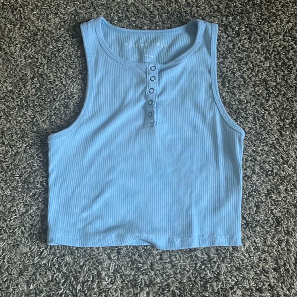 Blue, cropped halter top from Aeropostale. Barely worn, no stains or rips.